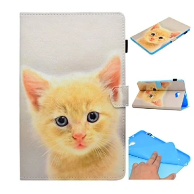 Abbildung von ONETHEFUL hülle Book Cover Etui für Samsung Galaxy Tab A / A6 10.1&quot; 2016 T580 T585 Schutzhülle PU Leder Tablet Tasche Case Huelle mit Ständer gelbe Katze