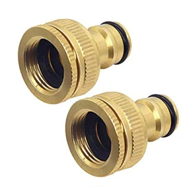 Abbildung von Hydrogarden 2 Packung Messing Garten Schlauch Hahn Anschluss, 1/2 Zoll und 3/4 in 1 Weiblichen Gewinde Wasserhahn Adapter