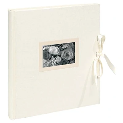 Abbildung von Exacompta 11154E Premium Fotoalbum Kingsbridge mit 60 schwarzen Seiten, perfekt für Ihre Fotos zum selbstgestalten Fotobuch weiß, 29 x 32 cm