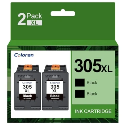 Abbildung von Coloran 305XL Schwarz Kompatible Patronen für HP 305 XL DeskJet 2710 2720 2700 Plus 4100 4110 4120 Envy 6010 6020 6032 Pro 6400 6420 (2 Schwarz)