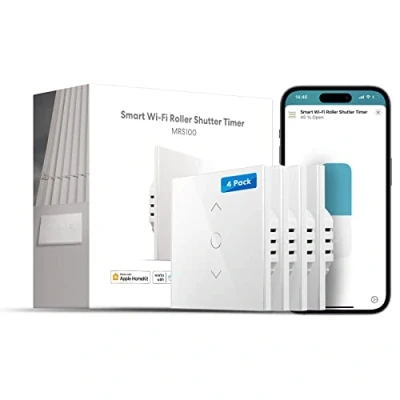 Abbildung von meross WLAN Rolladenschalter funktioniert mit Homekit, Alexa Rollladen, Smart Jalousien Schalter benötigt Nullleiter, Zeitschaltuhr und Sprachsteuerung, kompatibel Siri, Alexa, Google Home 4pcs