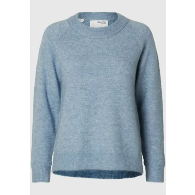 Abbildung von Selected Femme LULU Oneck NOOS Strickpullover, Damen, Größe: Medium, Endless sky