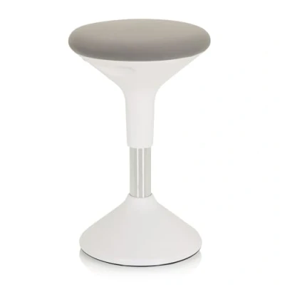 Abbildung von hjh OFFICE 830095 Arbeitshocker Balance SIT II W Stoff Weiß/Grau Hocker ergonomisch mit Schwingeffekt, höhenverstellbar