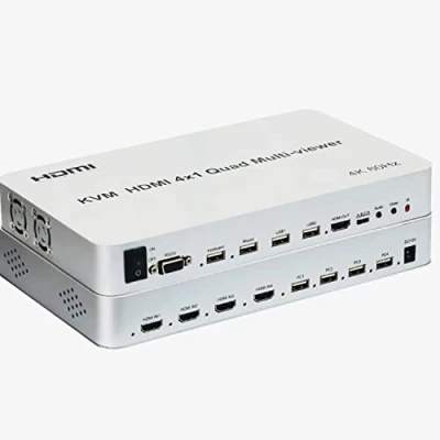 Abbildung von HDMI KVM Quad Splitter 4x1,4K 60Hz Multi Viewer 4X1 Screen Multiviewer with Seamless 4 in 1 For USB Keyboard Mouse PC (4K 60HZ)