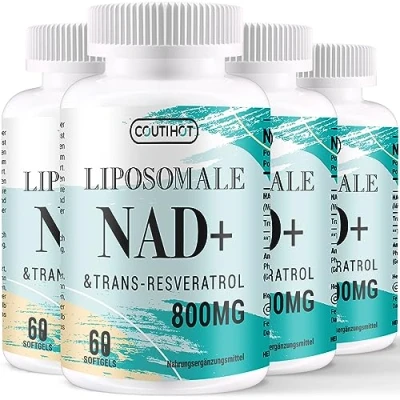 Abbildung von Liposomales NAD+ mit Trans Resveratrol Ergänzung Hochdosiert: 800 mg pro Portion 60 Tage Softgels Optimale Absorption (60 stück (4er Pack))
