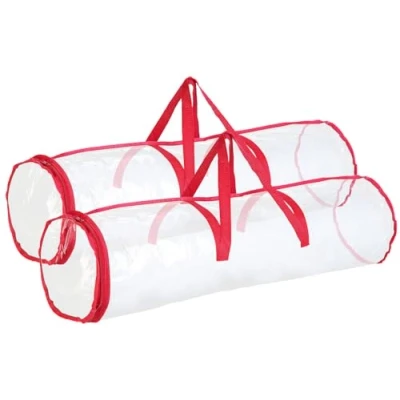 Abbildung von infactory Geschenkpapier Organizer: 2er Set Aufbewahrungstasche, transparent, 79 x 22 cm (Geschenkpapier Aufbewahrung, Papierrollen Leinwand)