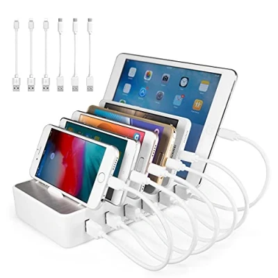Abbildung von TechDot Handy USB Ladestation, mehrere Geräte, 6 Port Multi Ladestation für Handys, Smartphones, Tablets