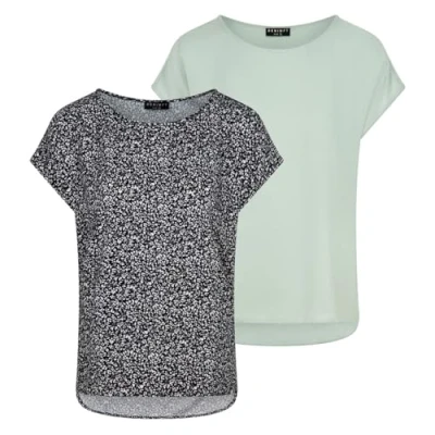Abbildung von DENIMFY T Shirt Damen Bluse DFJule Regular Fit 2er Pack (2 tlg) Kurzarm Top mit Rundhalsausschnitt aus 100% Viskose