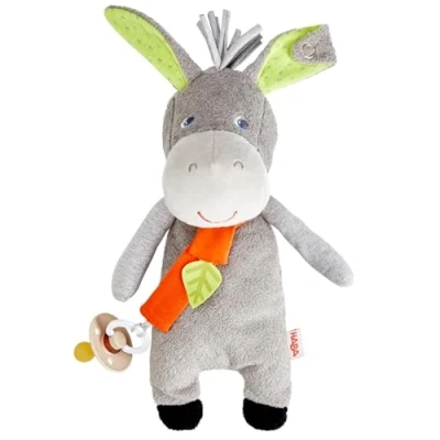 Abbildung von HABA Schnullertier Esel Elwood Schnuller &amp; Co. sicher befestigen mit abnehmbarem Schnullerband Kuschelweiches Baby Geschenk zur Geburt 2011911001