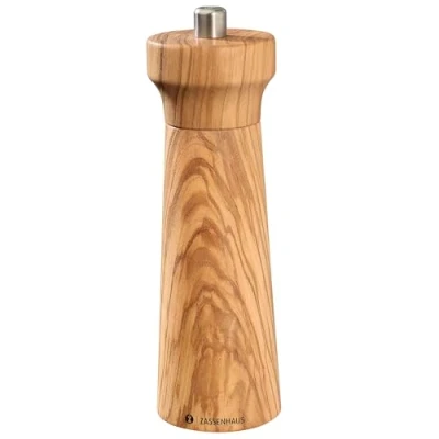 Abbildung von Zassenhaus Pfeffermühle WESTERLAND Olivenholz mit stufenlos verstellbarem Hochleistungs Keramikmahlwerk Gewürzmühle für Pfeffer 18 cm, Ø 5,4 cm