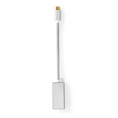 Abbildung von Nedis USB Adapter 3.2 Gen 1 C™ Stecker DisplayPort 0.20 m rund Vergoldet Geflochten / Nylon Silber Verpackung mit Sichtfenst
