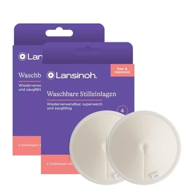 Abbildung von Lansinoh Waschbare Stilleinlagen 8 Stück inkl. Wäschenetz ultrasaugfähig superweiche Innenseite aus BIO Bambus wiederverwendbar &amp; umweltfreundlich