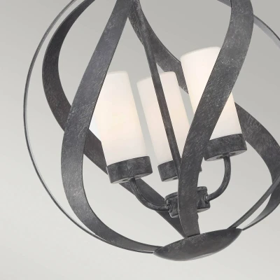 Abbildung von Elstead Lighting QN Blacksmith 3P OBK QUINTIESSE Hängeleuchte E14 3x40W IP44 Stahl altschwarz, Opalglas satiniert H:48.3cm Ø40.7cm dimmbar