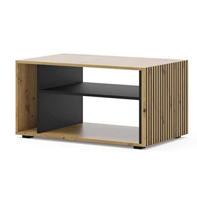 Abbildung von BIM Furniture Kaffeetisch Couchtisch AURIS 87 cm Beistelltisch Tisch mit Regal Artisan Eiche Schwarz Matt