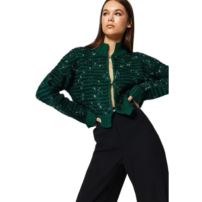 Abbildung von Trendyol Damen Gradient Lange Ärmel Regulär Strickjacke Cardigan Sweater Casual, Grün, S