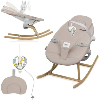 Abbildung von LIONELO DALIA ROCKER Babywippe bis 9 kg, Liege mit Bügel und Spielzeug, Wippe, Liegeverstellung, 3 Punkt Gurt, Leichtgewicht 3,2 Montage ohne Werkzeug