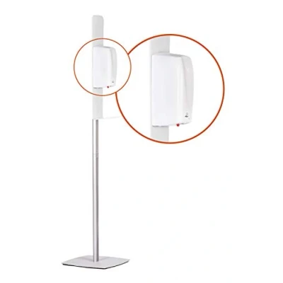 Abbildung von Europel Freistehender Automatischer Desinfektionsspender Sprühende Desinfektionssäule Desinfektionsmittelspender mit Sensor Fassungsvermögen: 1000 ml Silber/Weiß Höhe: 140 cm