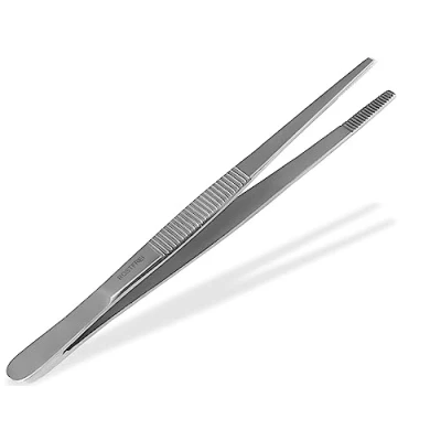Abbildung von Küchenpinzette, Grillpinzette, Kochpinzette, Pinzette Edelstahl Gerade (11,5 cm) Silber