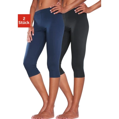Abbildung von Lascana 2 PACK Leggings Hosen, Damen, Größe: 32/34, Marine/schwarz