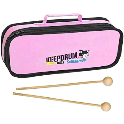 Abbildung von keepdrum MB01PK Glockenspiel Tasche Rosa Pink + Schlägel MST04 1 Paar passt für die Sonor Modelle GS, SG, MG, GP, NG10 und G10.