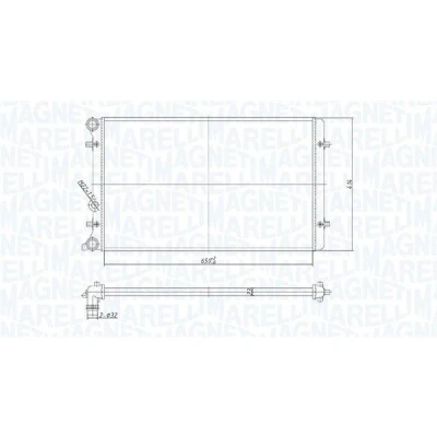 Abbildung von MAGNETI MARELLI 350213190800 Kühler, Motorkühlung 650 414 23 Kühlrippen mechanisch gefügt VOLKSWAGEN: Golf 4 Schrägheck, 3, Variant