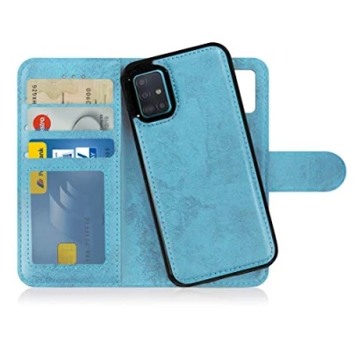 Abbildung von MyGadget Flip Case für Samsung Galaxy A51 4G [ abnehmbare Magnet Hülle ] Handyhülle aus Kunstleder Klapphülle mit Kartenfach Schutzhülle in Hellblau