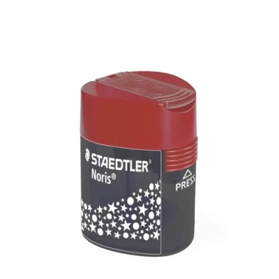 Abbildung von STAEDTLER 512 Doppelspitzdose, zwei Spitzlöcher für unterschiedliche Stiftformate, Einzelprodukt Noris Dreikant Design, Shelf ready Packaging, 10 Spitzer, 188