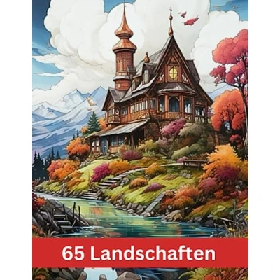 Abbildung von 65 Landschaften Malbuch: Entspannung und Stressabbau, ein Malbuch für Erwachsene mit Bergen, Häusern, Stränden, Flüssen, vielem mehr