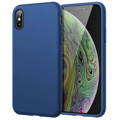 Abbildung von JETech Silikon Hülle für iPhone X, XS, 5,8 Zoll, seidigem Ganzkörper Handyhülle, mit weichem Mikrofaser Innenfutter stoßfestes Abdeckung (Blauer Kobalt)
