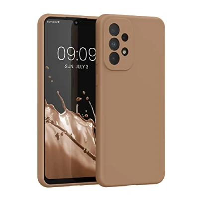 Abbildung von kwmobile Hülle kompatibel mit Samsung Galaxy A33 5G Silikon Handy Case Handyhülle weiche Oberfläche kabelloses Laden Cappuccino