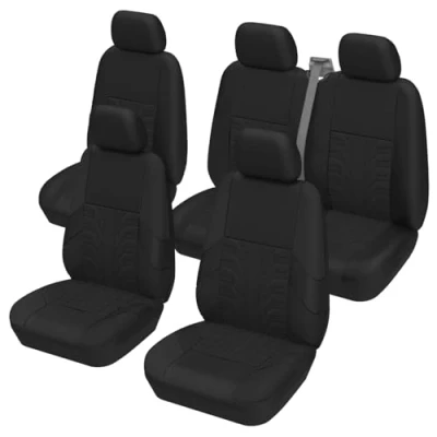 Abbildung von TOYOUN Universal Auto Van Sitzbezüge Set für 5 Sitzer, Vordersitzbezüge mit 1+2 Doppelsitzbezügen, Rücksitzbezüge Kombi Cars Crew Combi, schwarz