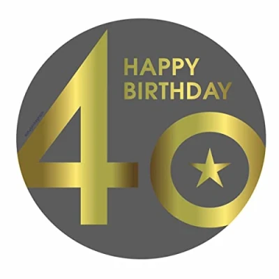 Abbildung von Essbarer Tortenaufleger 40. Geburtstag // Kuchendekoration Tortendekoration (Grau)