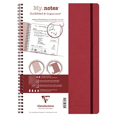 Abbildung von Clairefontaine 783462C Age Bag My.Notes Spiralbuch mit abtrennbaren Rändern, 21x29,7cm, 60 Blatt 90g liniert Rot, 1 Stück