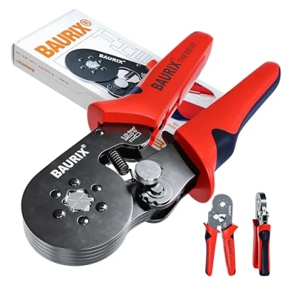Abbildung von BAURIX® Sechskant Crimpzange für Aderendhülsen, Selbsteinstellende Krimpzange 0,25 6mm², Ergonomische Presszange isolierte &amp; unisolierte Crimpwerkzeug Modell: THESEUS (6 Kant)