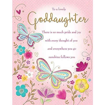 Abbildung von Traditionelle Geburtstagskarte Patentochter 20,3 x 15,2 cm Piccadilly Greetings, Pink
