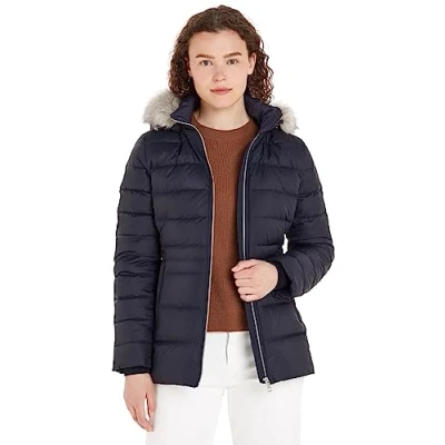 Abbildung von Tommy Hilfiger TYRA WITH FUR Daunenjacke, Damen, Größe: XXS, Desert sky