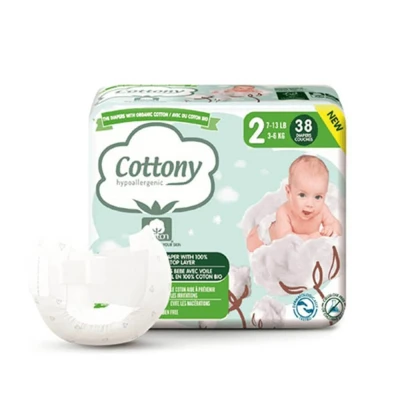 Abbildung von Cottony Windeln mit Bio Baumwolle, 38 Windeln, Größe 2 (3 6 kg)