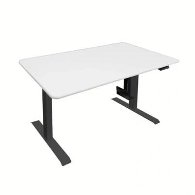 Abbildung von Höhenverstellbarer Schreibtisch elektrisch LUMINA mit PC Halterung 160 x 80 cm Weiß
