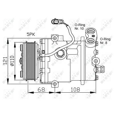 Abbildung von NRF 32197 Kompressor SD6V10 12 PAG 46 mit Kompressoröl OPEL: Corsa B Schrägheck, Astra G Caravan, CC