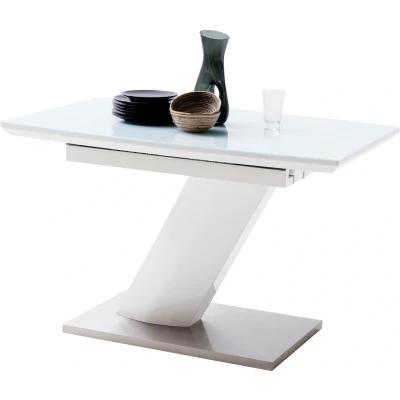Abbildung von MCA furniture Esstisch &quot;Galina&quot;, Bootsform in weiß mit Synchronauszug vormontiert, Sicherheitsglas