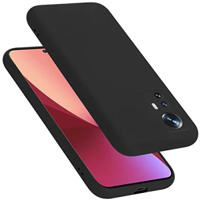 Abbildung von Cadorabo Hülle kompatibel mit Xiaomi 12 / 12X Silikon Handyhülle für Case aus flüssigem Kratzfeste und stoßfeste dünne TPU Schutzhülle Liquid SCHWARZ