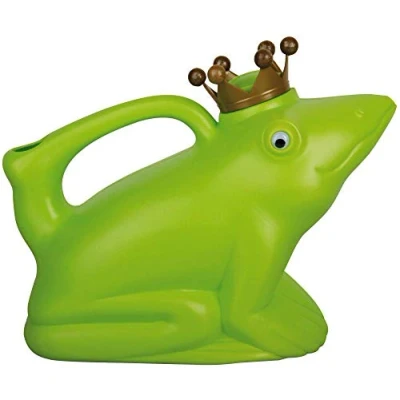 Abbildung von 2 Stück Esschert Design Gießkanne, Wasserkanne Motiv Froschkönig in grün aus Kunststoff, ca. 24 cm x 12 20