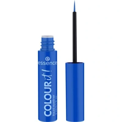 Abbildung von essence COLOUR it! liquid eyeliner, Nr. 01, Blau, langanhaltend, hochpigmentiert, schnelltrocknend, farbintensiv, matt, vegan, ohne Mikroplastikpartikel, Nanopartikel frei, Parfüm, 1er Pack (3ml)