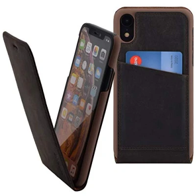 Abbildung von Suncase Original Flip Case kompatibel mit iPhone XR (6.1&quot;) Tasche Ledertasche Schutzhülle Hülle (Ultra Slim) in antik braun