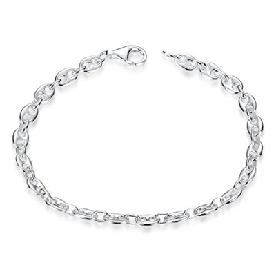 Abbildung von Materia Gliederarmband Damen Silber Bohnenkette flach 4,5mm SA 116, 925 Sterling