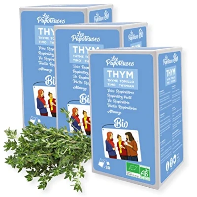 Abbildung von Les Papoteuses Bio Thymian Aufguss zertifiziert biologisch und fair gehandelt 20 Beutel Set mit 3 Schachteln