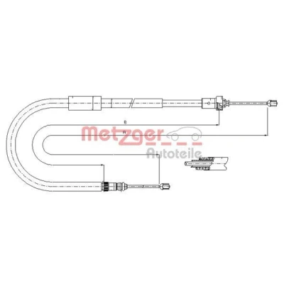 Abbildung von METZGER 11.6664 Handbremsseil hinten links 1275/1163 Scheibenbremse COFLE RENAULT: Modus / Grand