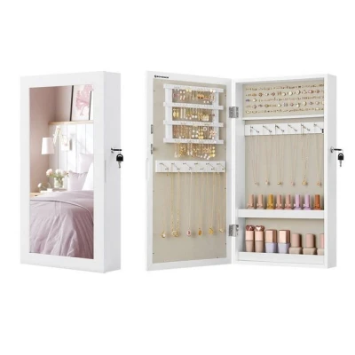Abbildung von SONGMICS Schmuckschrank Spiegelschrank abschließbarer Wandschrank, weiß