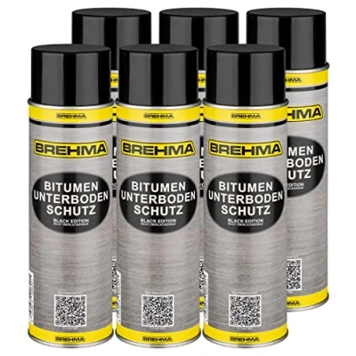 Abbildung von BREHMA 6X Bitumen Unterbodenschutz Black Edition 500ml Steinschlagschutz Spray schwarz