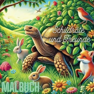 Abbildung von Schildkröte und Freunde: Malbuch für Schildkrötenliebhaber: 40 zauberhafte Motive von Schildkröten Kinder, Jugendliche Erwachsene im quadratischen Format